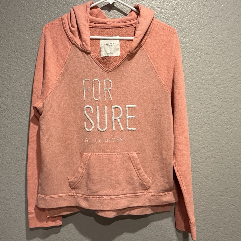 Gilly Hicks Abercrombie Hoodie "For Sure" Pullover Women's Size Medium Pink